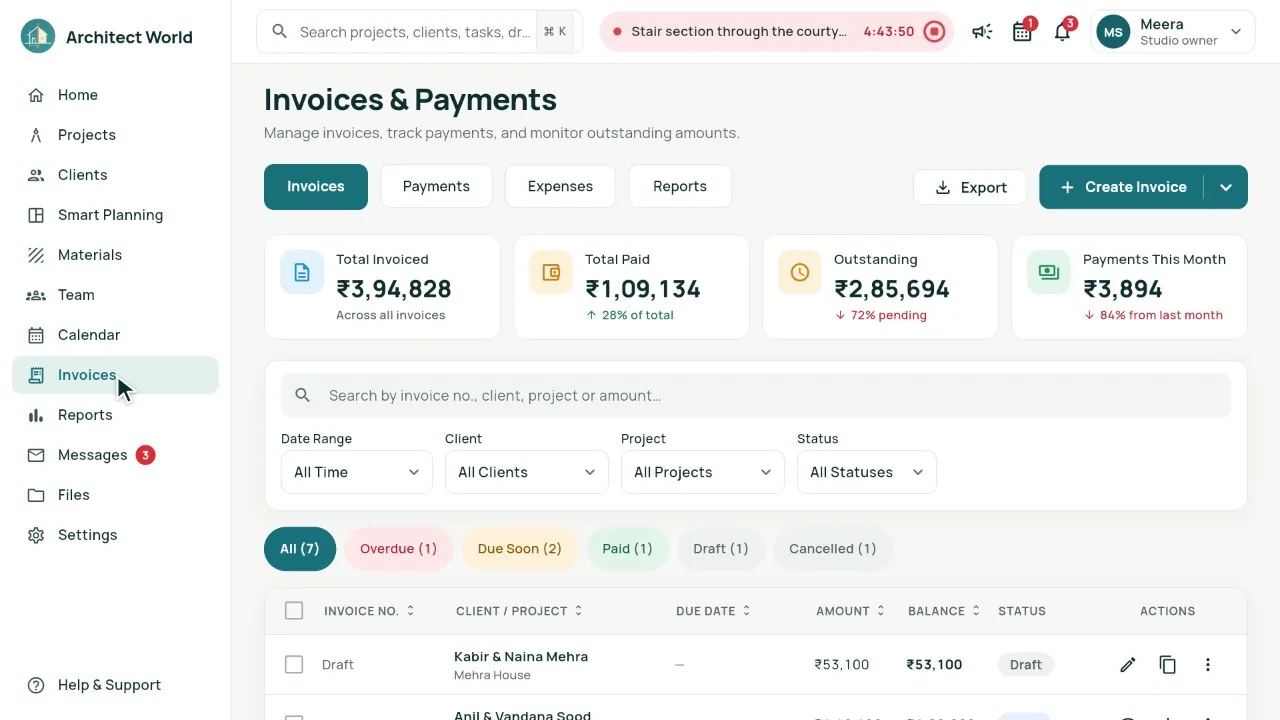 Invoices and payments.